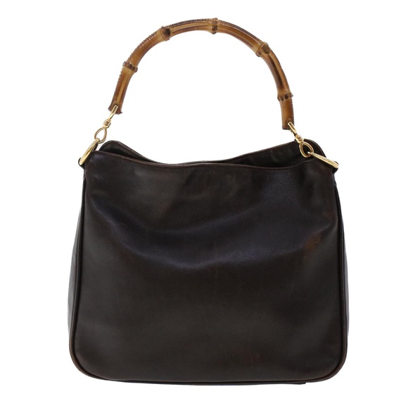 GUCCI Bamboo Hand Bag Leather 2way Dark Brown 01 1638 200047 Auth 49450 - Picture 13 of 16